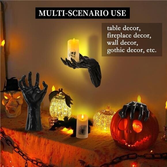 3pcs Creepy Hands Halloween Wall Decor - LED Lights with‎ Remote Control - Picture 6 of 7